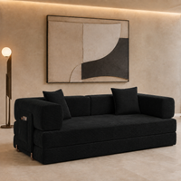 MoonSpeak 78.8'' Futon Sofa Bed, Boneless Couches for Living Room, Black