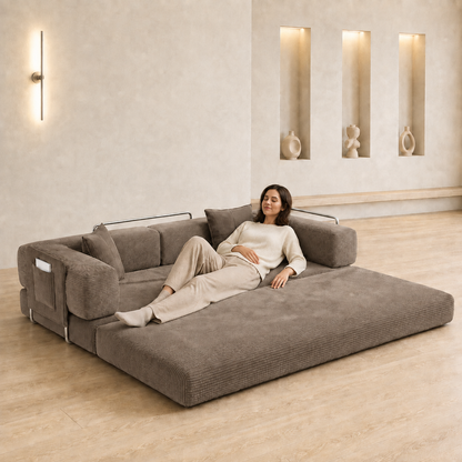 MoonSpeak 78.8'' Futon Sofa Bed, Boneless Couches for Living Room, Brown