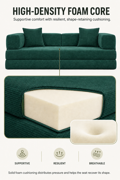 MoonSpeak 78.8'' Futon Sofa Bed, Boneless Couches for Living Room, Emerald Green