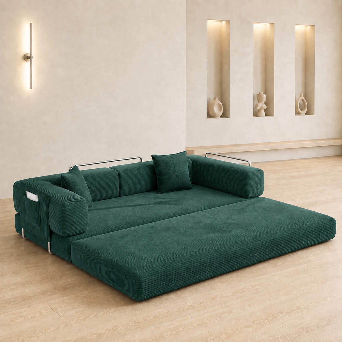 MoonSpeak 78.8'' Futon Sofa Bed, Boneless Couches for Living Room, Emerald Green