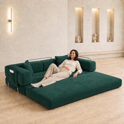 MoonSpeak 78.8'' Futon Sofa Bed, Boneless Couches for Living Room, Emerald Green