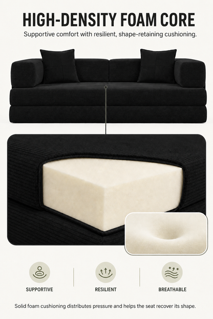 MoonSpeak 78.8'' Futon Sofa Bed, Boneless Couches for Living Room, Black