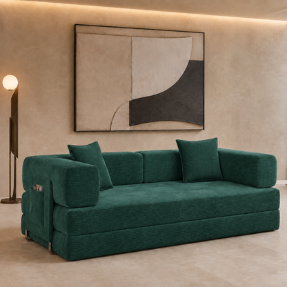 MoonSpeak 78.8'' Futon Sofa Bed, Boneless Couches for Living Room, Emerald Green