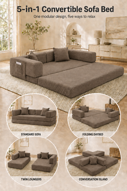 MoonSpeak 78.8'' Futon Sofa Bed, Boneless Couches for Living Room, Brown