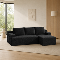 96" Sectional Couches for Living Room Cloud Couch Sofa with L-Shape Upholstered Boneless Couchs Modern Modular Sectional Couch with Chaise (Black, 96" L Shaped with Right Facing Chaise)