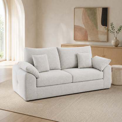 89.8" Cloud Boneless Sofa, Loveseat Couches with 4 Pillows, Modern Living Room 2 Seater Sofa for Small Space, Apartment, No Assembly, Beige