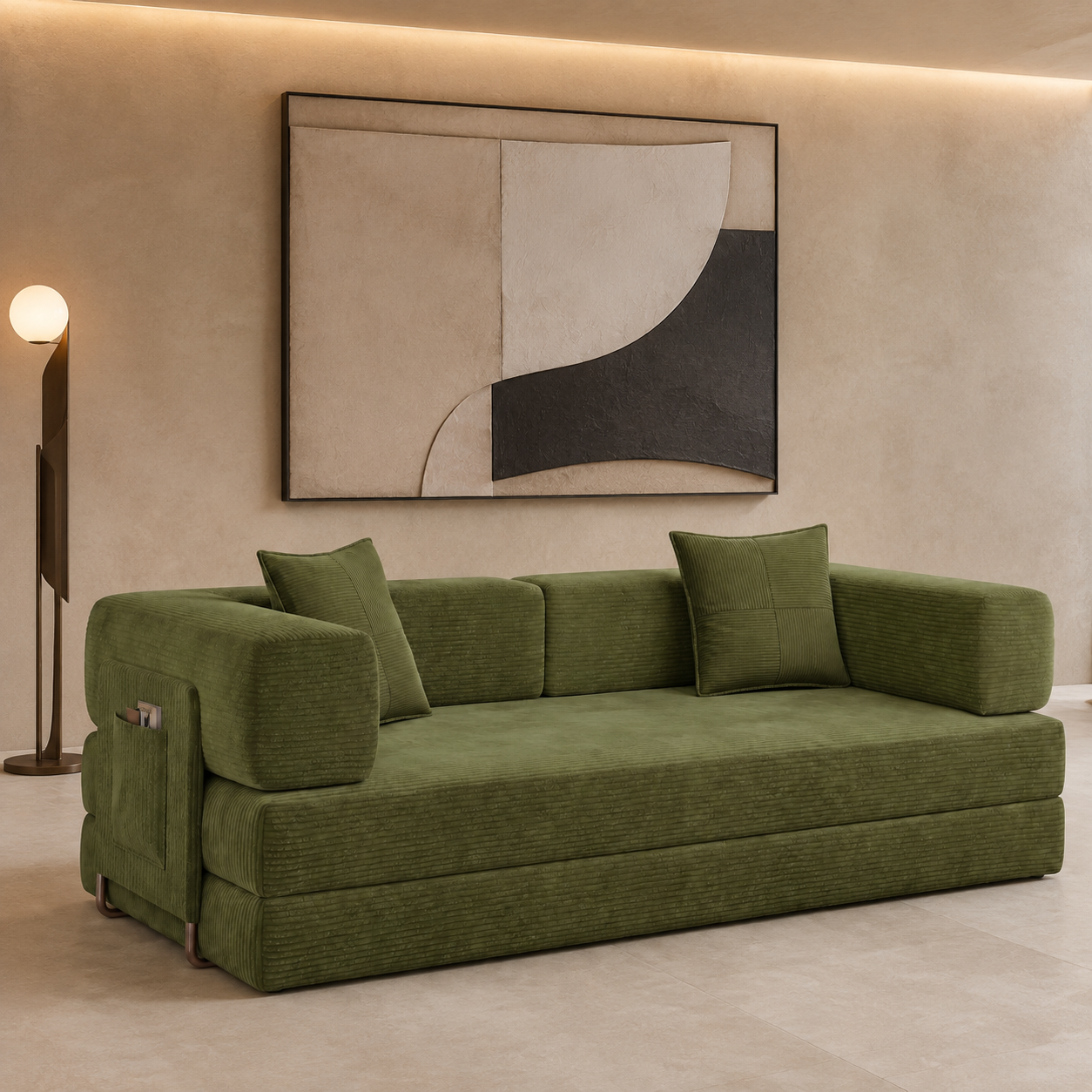 MoonSpeak 78.8'' Futon Sofa Bed, Boneless Couches for Living Room, Green