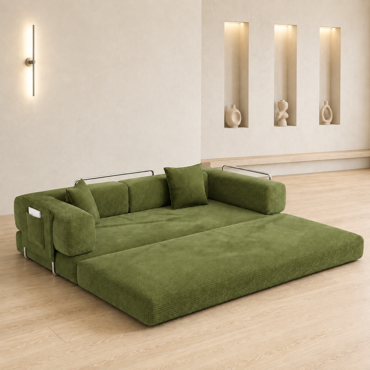 MoonSpeak 78.8'' Futon Sofa Bed, Boneless Couches for Living Room, Green