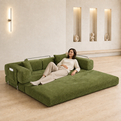 MoonSpeak 78.8'' Futon Sofa Bed, Boneless Couches for Living Room, Green