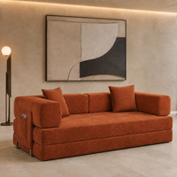 MoonSpeak 78.8'' Futon Sofa Bed, Boneless Couches for Living Room, Rust Red
