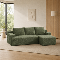 96" Sectional Couches for Living Room Cloud Couch Sofa with L-Shape Upholstered Boneless Couchs Modern Modular Sectional Couch with Chaise, Green