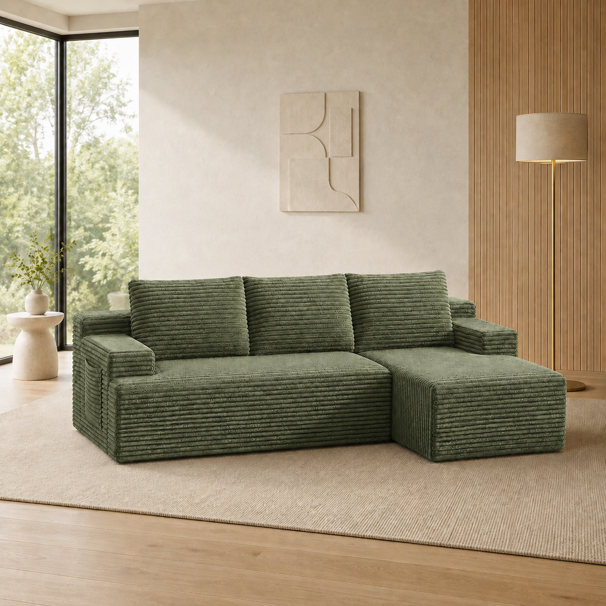 96" Sectional Couches for Living Room Cloud Couch Sofa with L-Shape Upholstered Boneless Couchs Modern Modular Sectional Couch with Chaise, Green