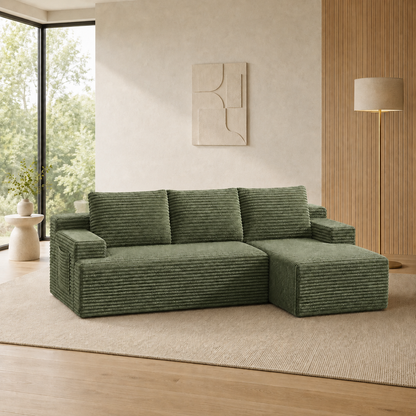 96" Sectional Couches for Living Room Cloud Couch Sofa with L-Shape Upholstered Boneless Couchs Modern Modular Sectional Couch with Chaise, Green