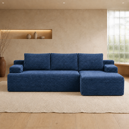 96" Sectional Couches for Living Room Cloud Couch Sofa with L-Shape Upholstered Boneless Couchs Modern Modular Sectional Couch with Chaise, Blue