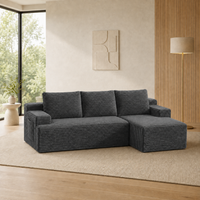 96" Sectional Couches for Living Room Cloud Couch Sofa with L-Shape Upholstered Boneless Couchs Modern Modular Sectional Couch with Chaise, Dark Grey