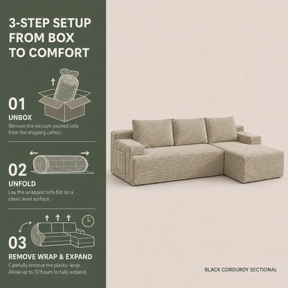 96" Sectional Couches for Living Room Cloud Couch Sofa with L-Shape Upholstered Boneless Couchs Modern Modular Sectional Couch with Chaise, Camel