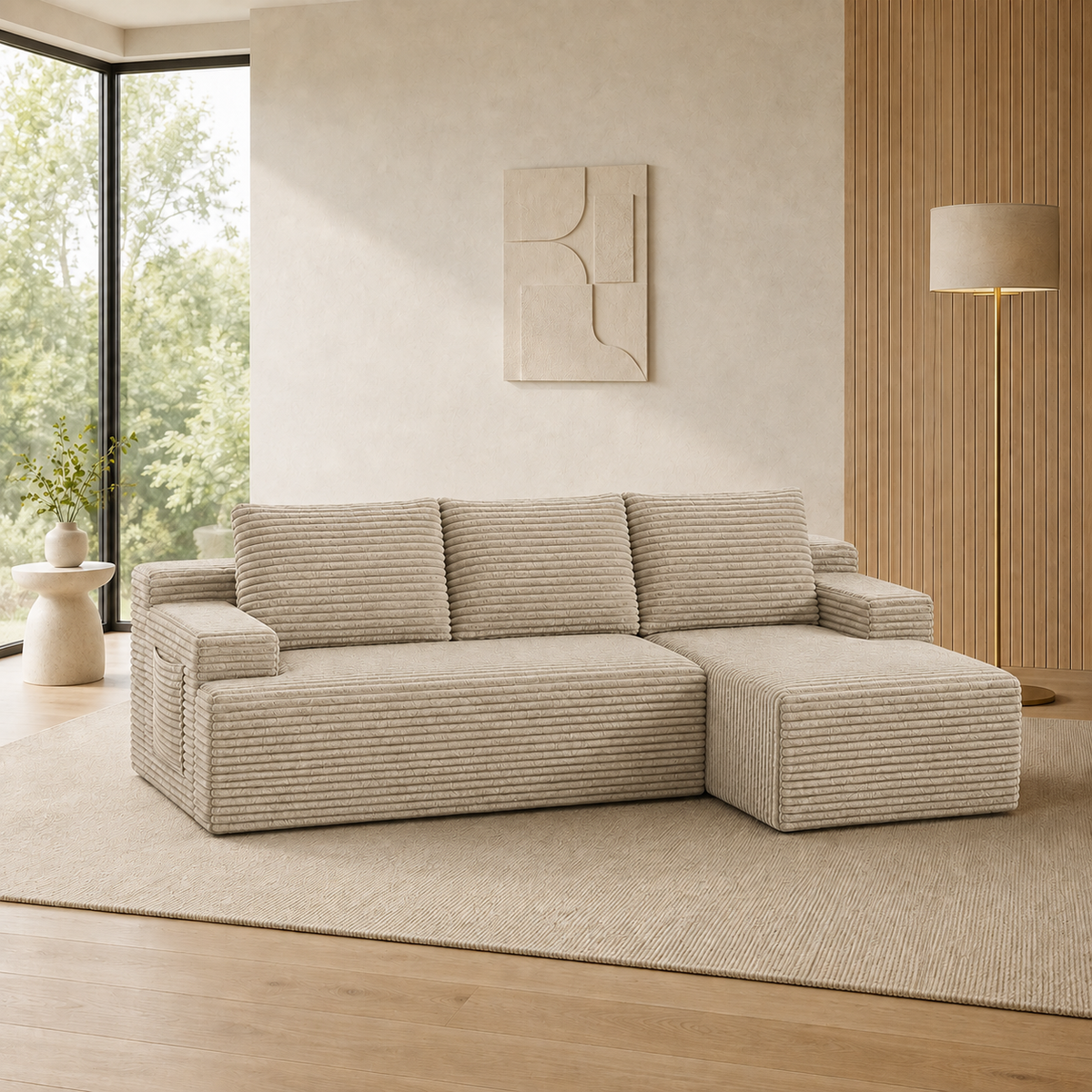 96" Sectional Couches for Living Room Cloud Couch Sofa with L-Shape Upholstered Boneless Couchs Modern Modular Sectional Couch with Chaise, Camel
