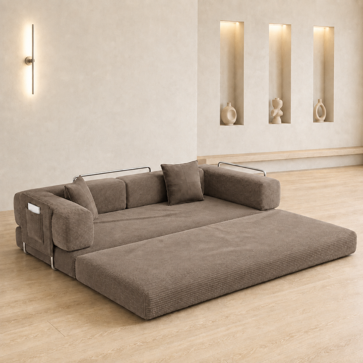 MoonSpeak 78.8'' Futon Sofa Bed, Boneless Couches for Living Room, Brown