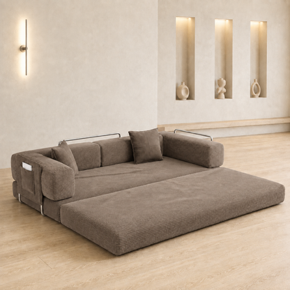 MoonSpeak 78.8'' Futon Sofa Bed, Boneless Couches for Living Room, Brown